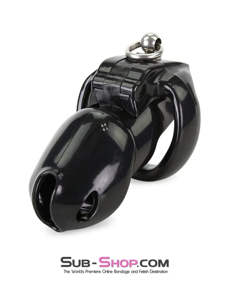 6893M-SIS      Sissy Boy Long Black Cock Cage with Lead Ring and Medium Cock Cuff Ring