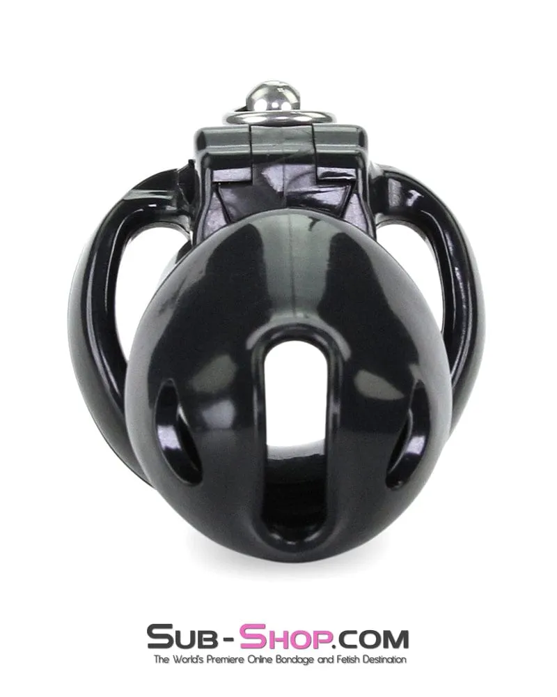 6893M-SIS      Sissy Boy Long Black Cock Cage with Lead Ring and Medium Cock Cuff Ring