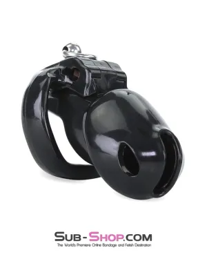 6893M-SIS      Sissy Boy Long Black Cock Cage with Lead Ring and Medium Cock Cuff Ring