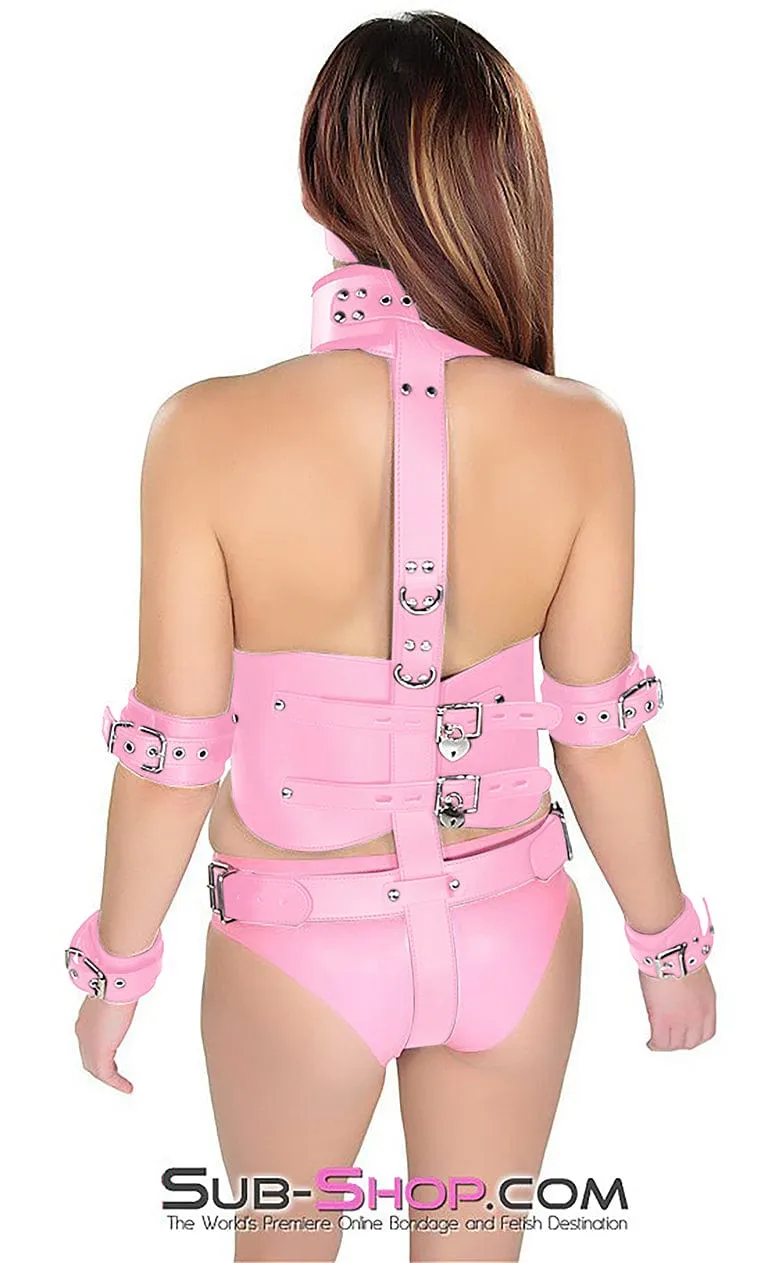 7015MH      Pink Top to Bottom Collar. Belt & Chastity Set