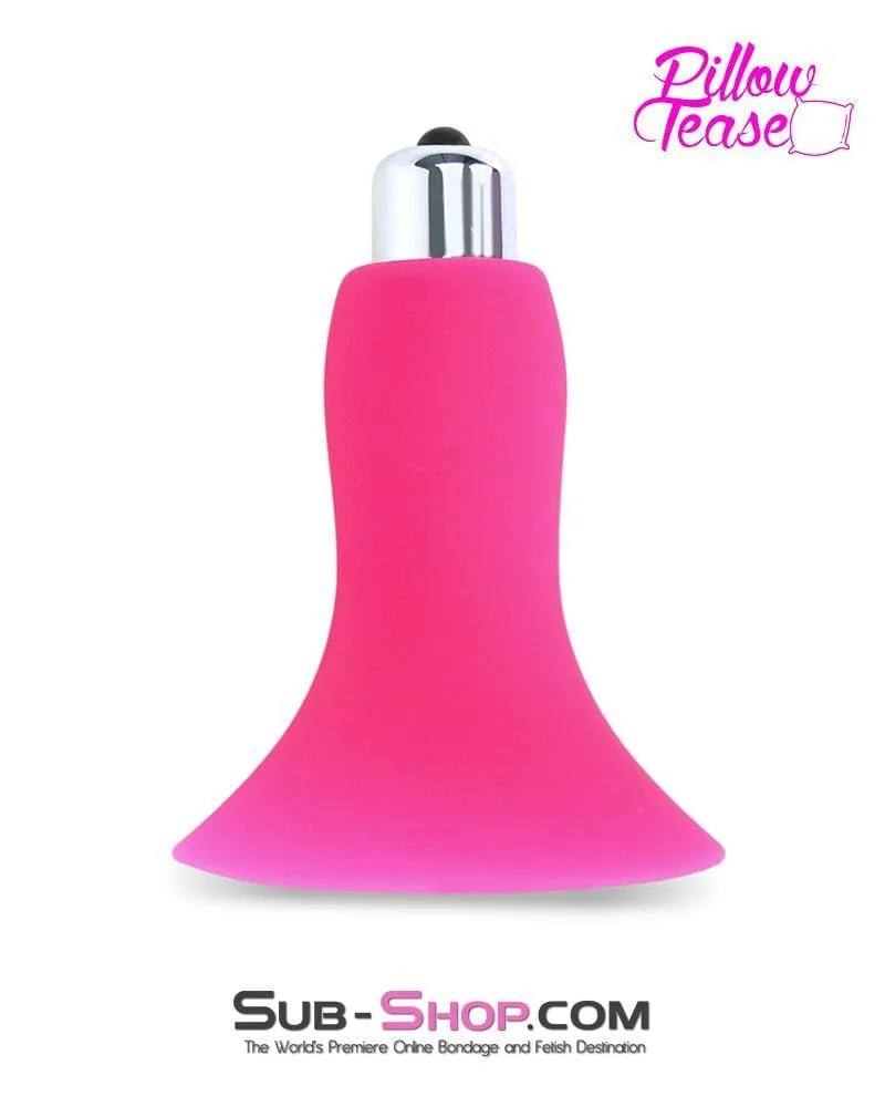 7081S-SIS      Vibrating Pink Sissy Silicone Breast Suction Cup with Nipple Stimulators Inside. Single