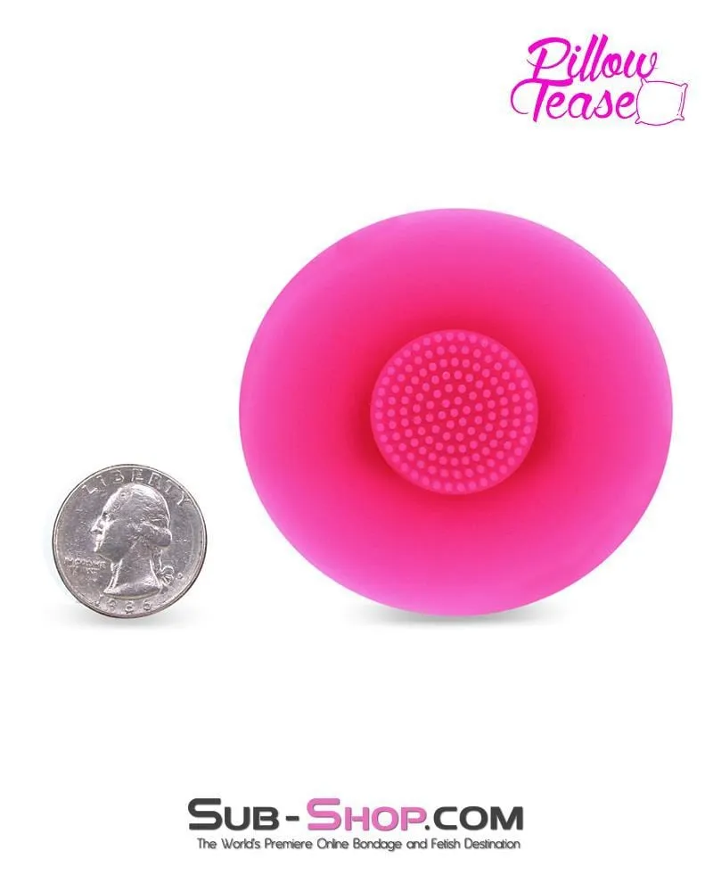 7081S-SIS      Vibrating Pink Sissy Silicone Breast Suction Cup with Nipple Stimulators Inside. Single