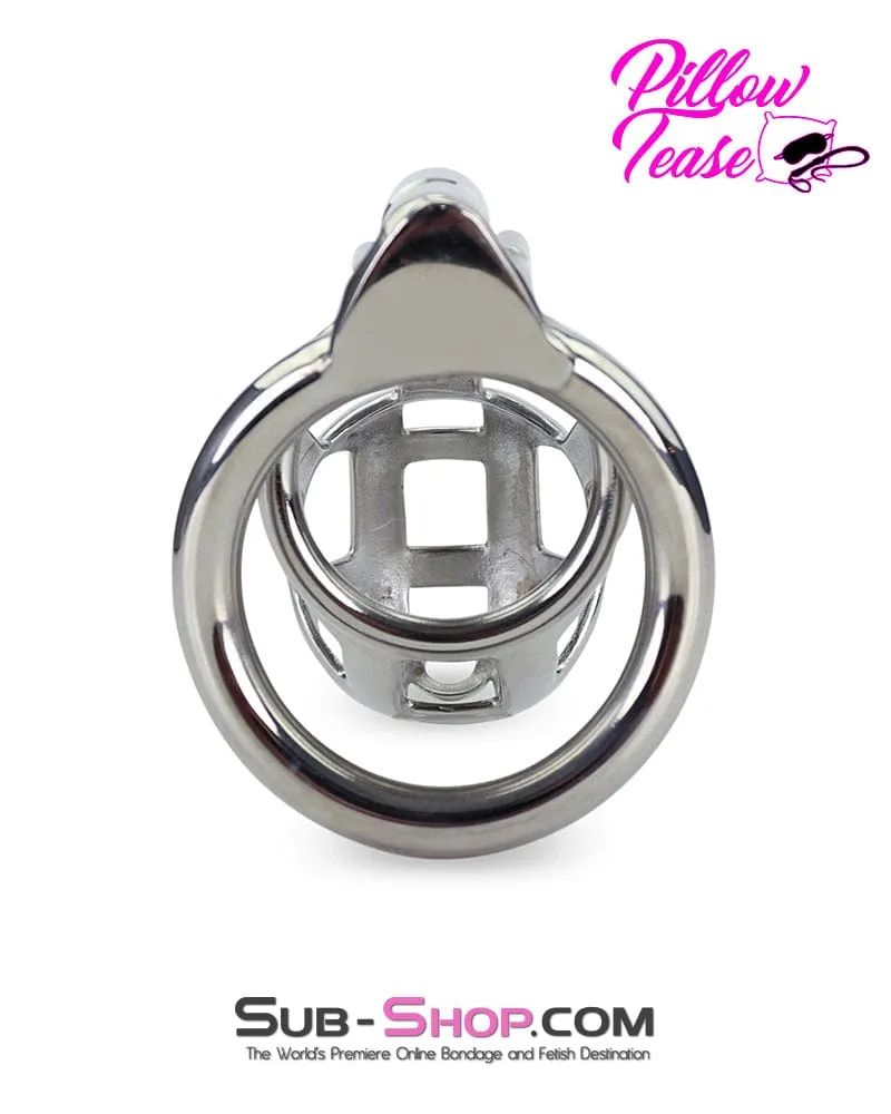 7338AR-SIS      Steel Teasing Sissy Cock Cage Chastity with Screw