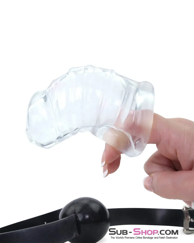 7379M      The Guardian Clear Silicone Cock and Balls Chastity Cage