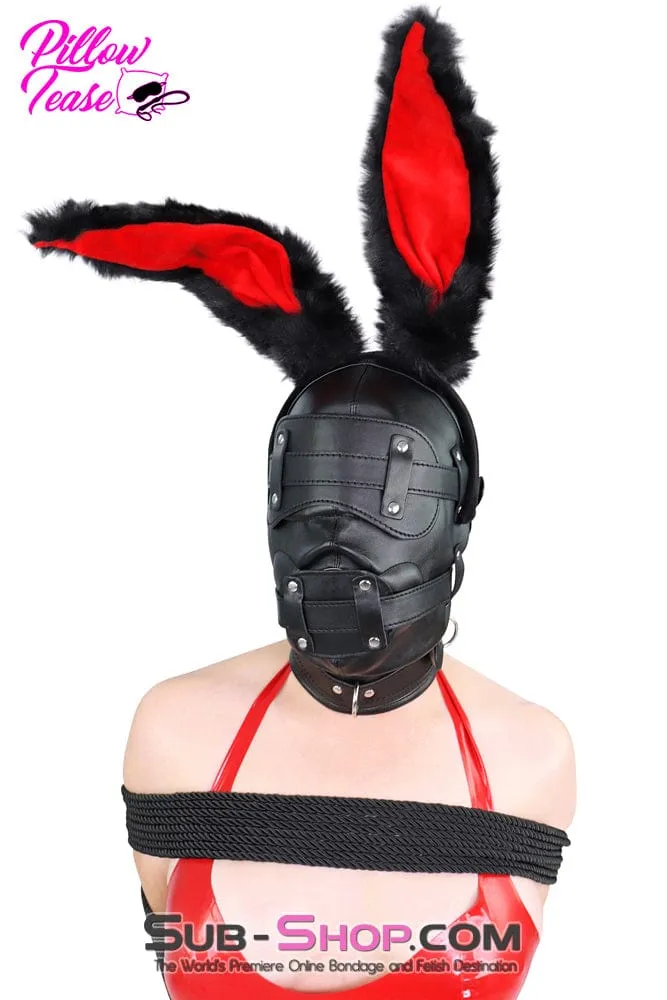 7921DL-SIS      Deep Throat Sissy Bondage Trainer Locking Hood with Removable Locking Blindfold Female Top & Penis Gag