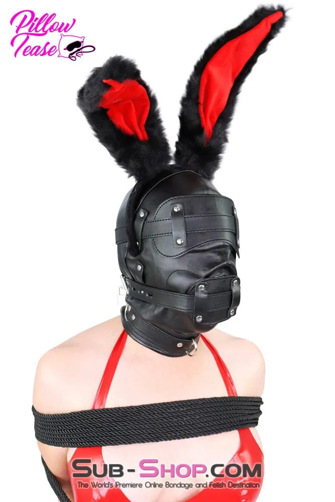 7921DL-SIS      Deep Throat Sissy Bondage Trainer Locking Hood with Removable Locking Blindfold Female Top & Penis Gag