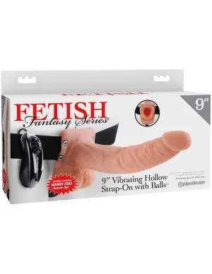 9 Vibrating Hollow Strap-On with Balls