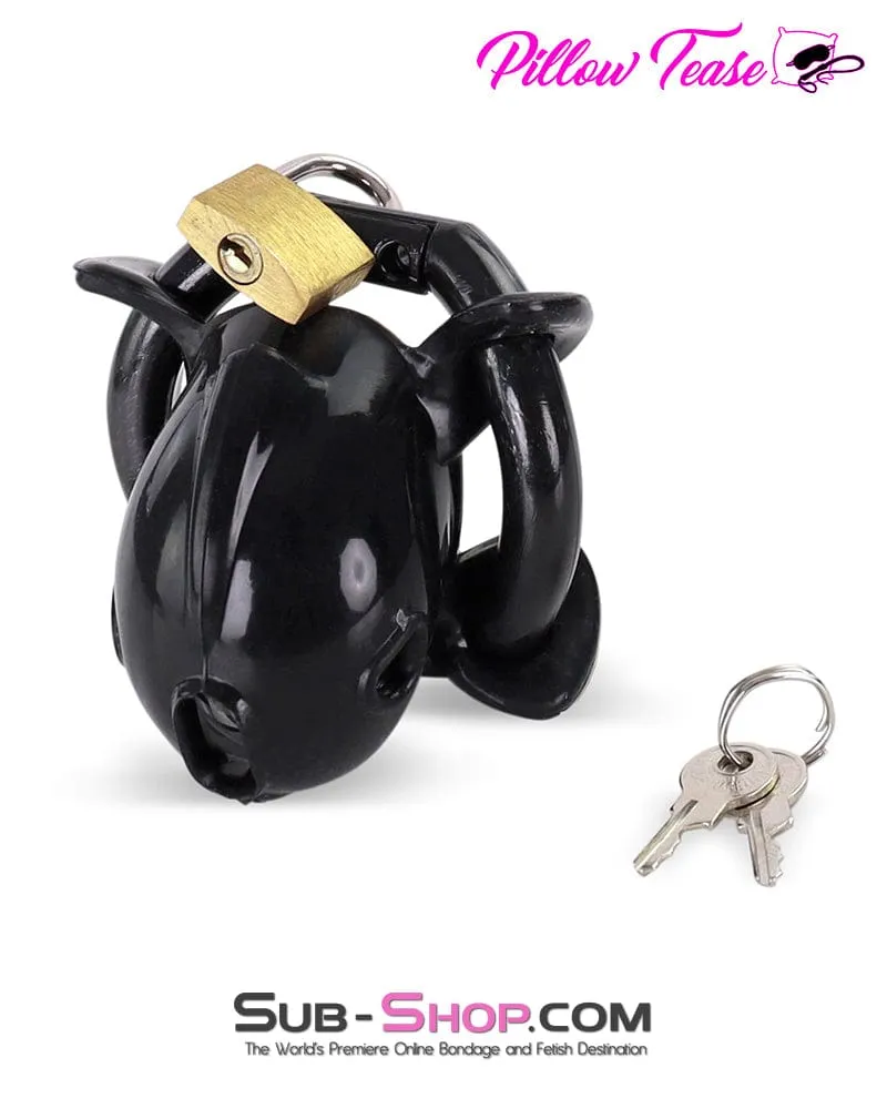 9038AE  Ruined Orgasms Tiny Black Locking Silicone Chastity Cock Cage