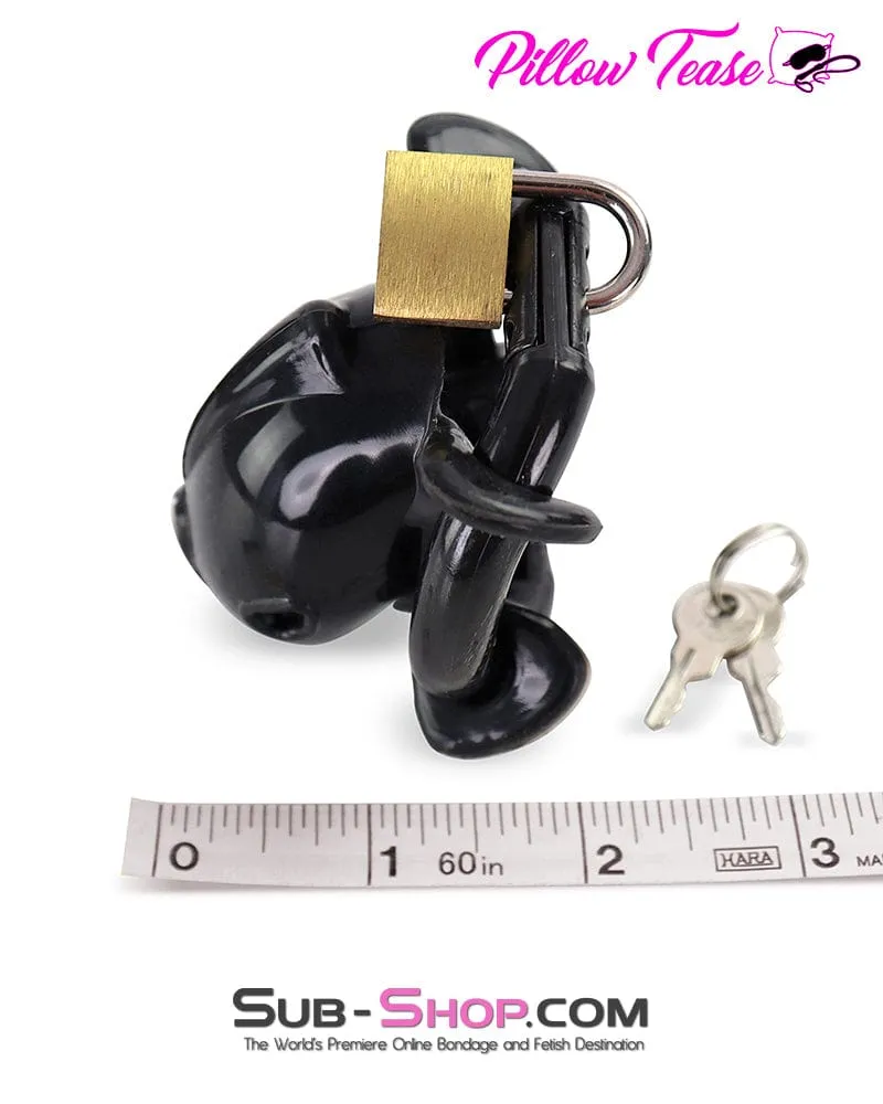 9038AE  Ruined Orgasms Tiny Black Locking Silicone Chastity Cock Cage