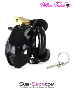 9038AE  Ruined Orgasms Tiny Black Locking Silicone Chastity Cock Cage