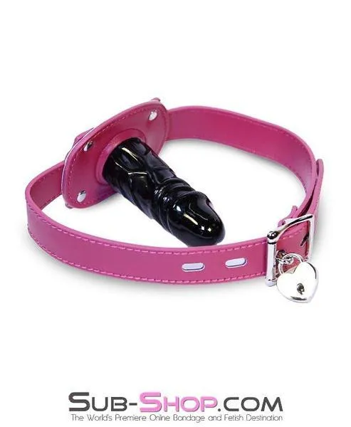 9054DL-SIS      Sissy Boi Deep Throat Sex Bomb Cross-Dressing Sissy Pink Locking 4 Long Rubber Penis Gag
