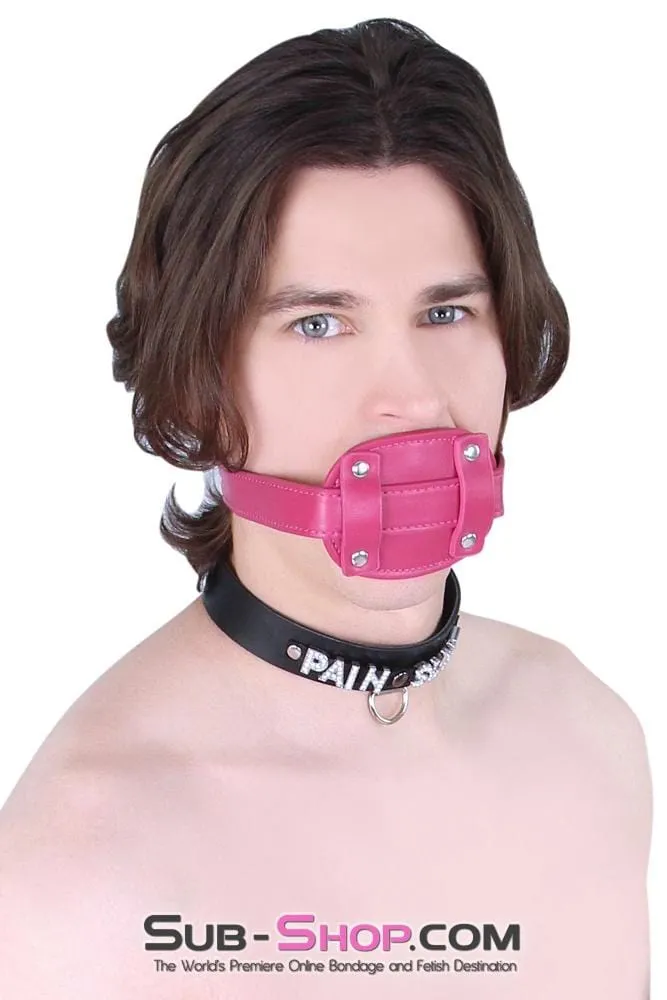9054DL-SIS      Sissy Boi Deep Throat Sex Bomb Cross-Dressing Sissy Pink Locking 4 Long Rubber Penis Gag