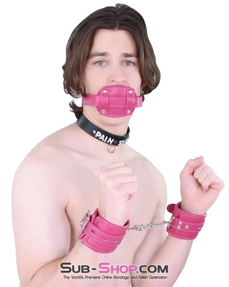 9054DL-SIS      Sissy Boi Deep Throat Sex Bomb Cross-Dressing Sissy Pink Locking 4 Long Rubber Penis Gag