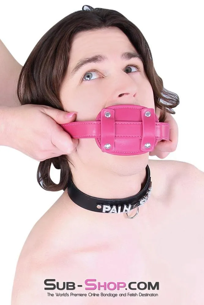 9054DL-SIS      Sissy Boi Deep Throat Sex Bomb Cross-Dressing Sissy Pink Locking 4 Long Rubber Penis Gag