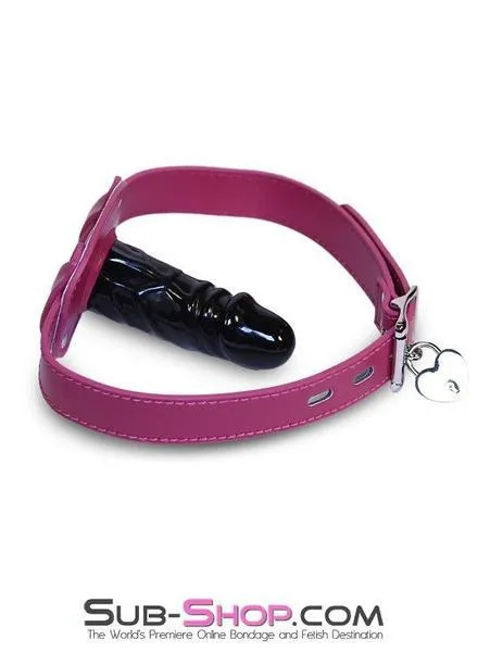 9054DL-SIS      Sissy Boi Deep Throat Sex Bomb Cross-Dressing Sissy Pink Locking 4 Long Rubber Penis Gag