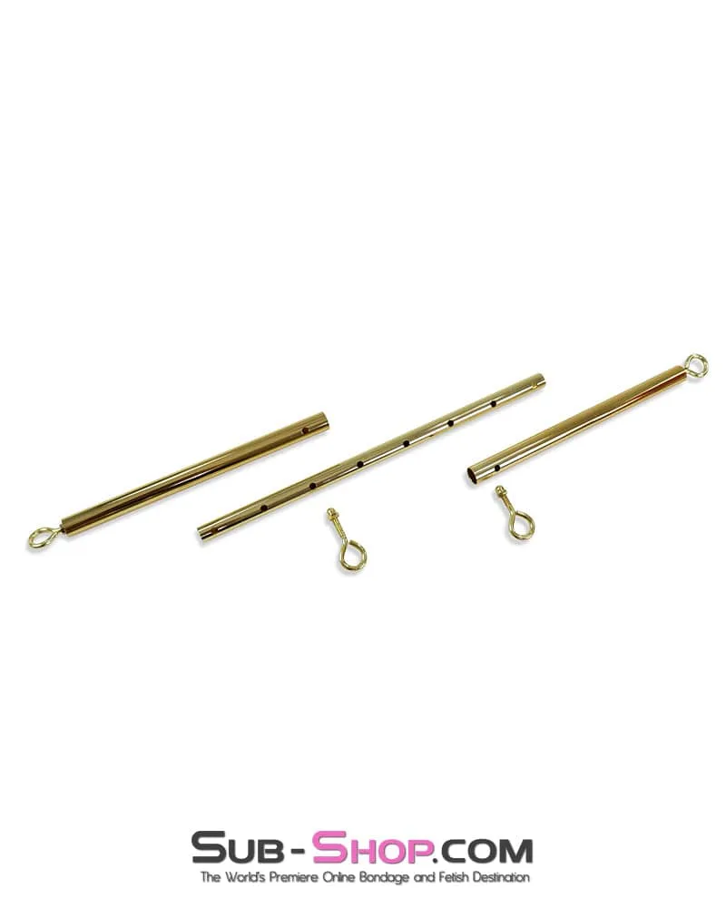 9881DL      Gold Adjustable Steel Bondage Spreader Bar with 4 Attachment Points