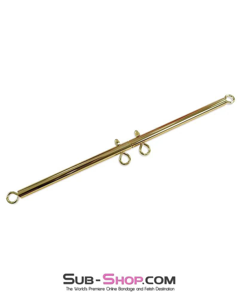 9881DL      Gold Adjustable Steel Bondage Spreader Bar with 4 Attachment Points