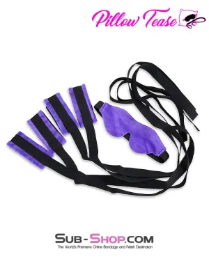 9919DL      Beginner Soft Purple Blindfold. Wrist and Ankle Cuffs Bondage Set