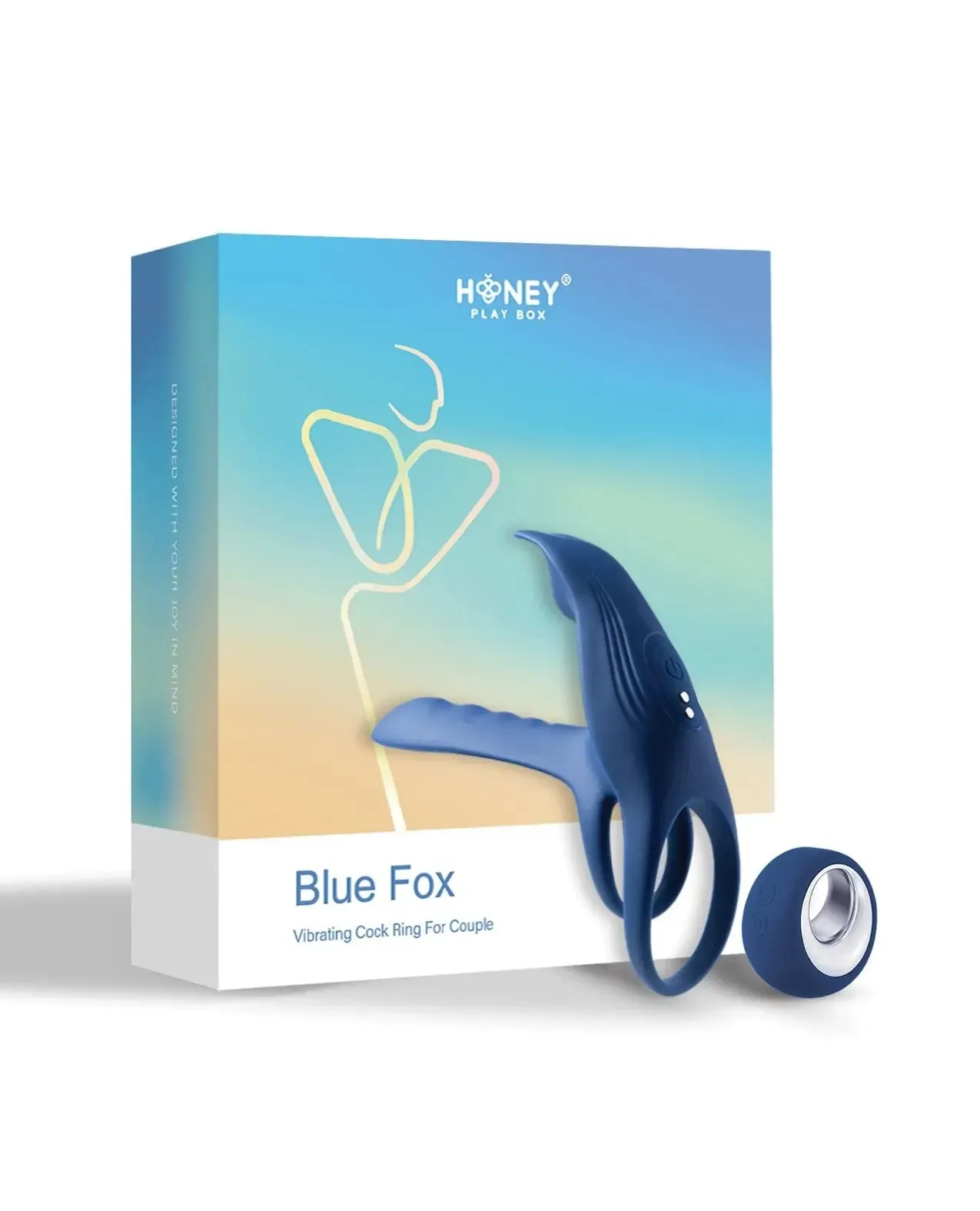 Blue Fox Vibrating Girth Enhancer Penis Sleeve Sex Toy for Men - Blue