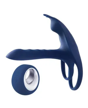 Blue Fox Vibrating Girth Enhancer Penis Sleeve Sex Toy for Men - Blue