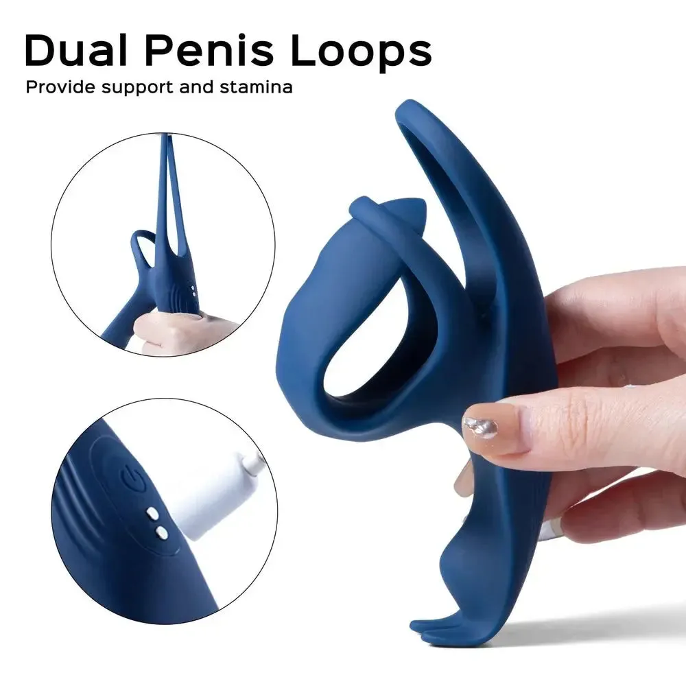 Blue Fox Vibrating Girth Enhancer Penis Sleeve Sex Toy for Men - Blue