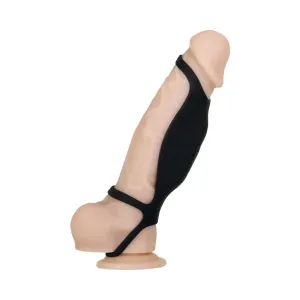 Body Safe Penis Sleeve Vibrating Silicone Penis Sheath Black