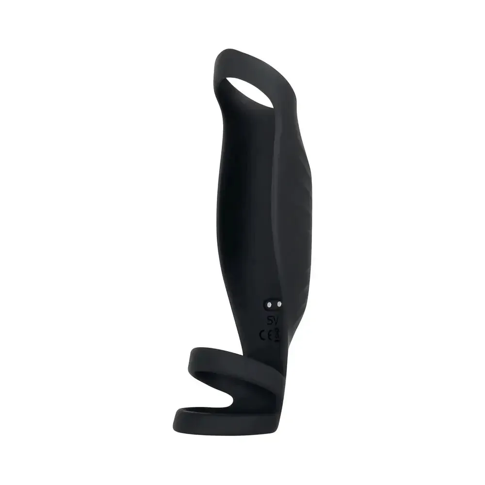 Body Safe Penis Sleeve Vibrating Silicone Penis Sheath Black