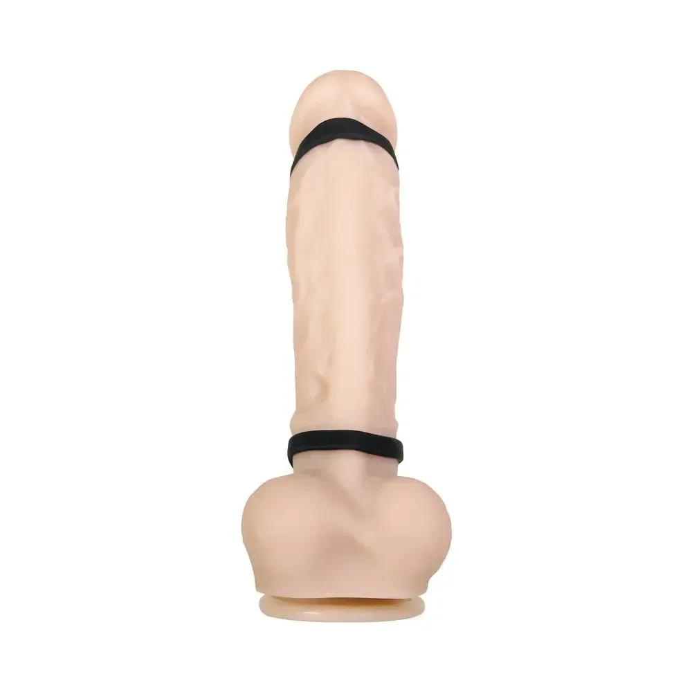 Body Safe Penis Sleeve Vibrating Silicone Penis Sheath Black