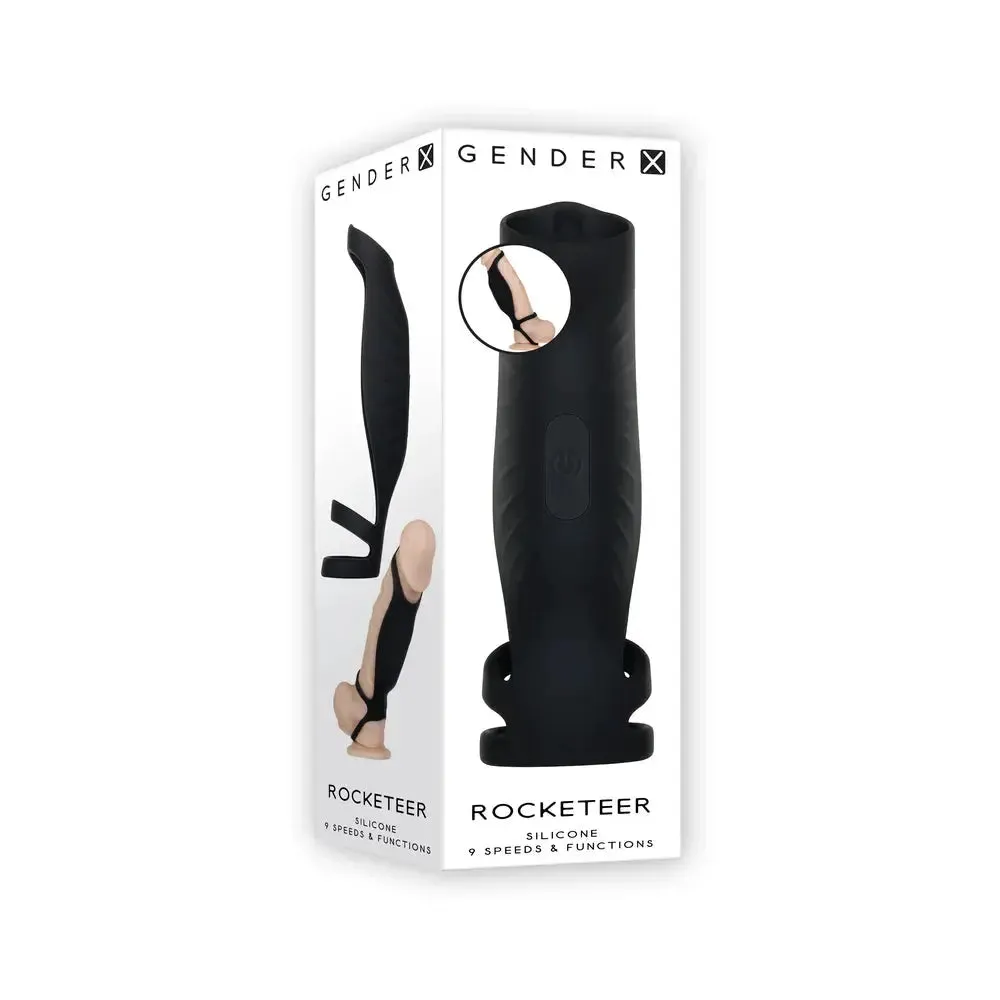 Body Safe Penis Sleeve Vibrating Silicone Penis Sheath Black