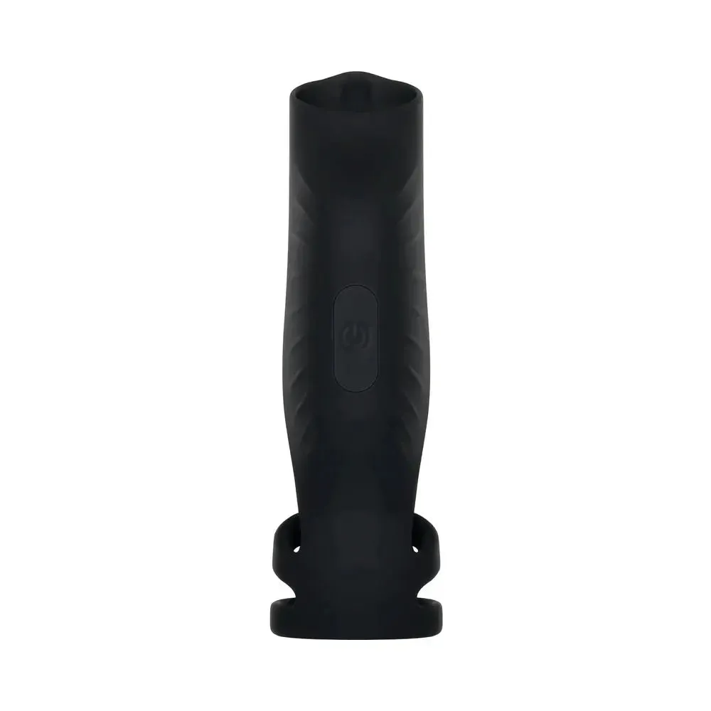 Body Safe Penis Sleeve Vibrating Silicone Penis Sheath Black