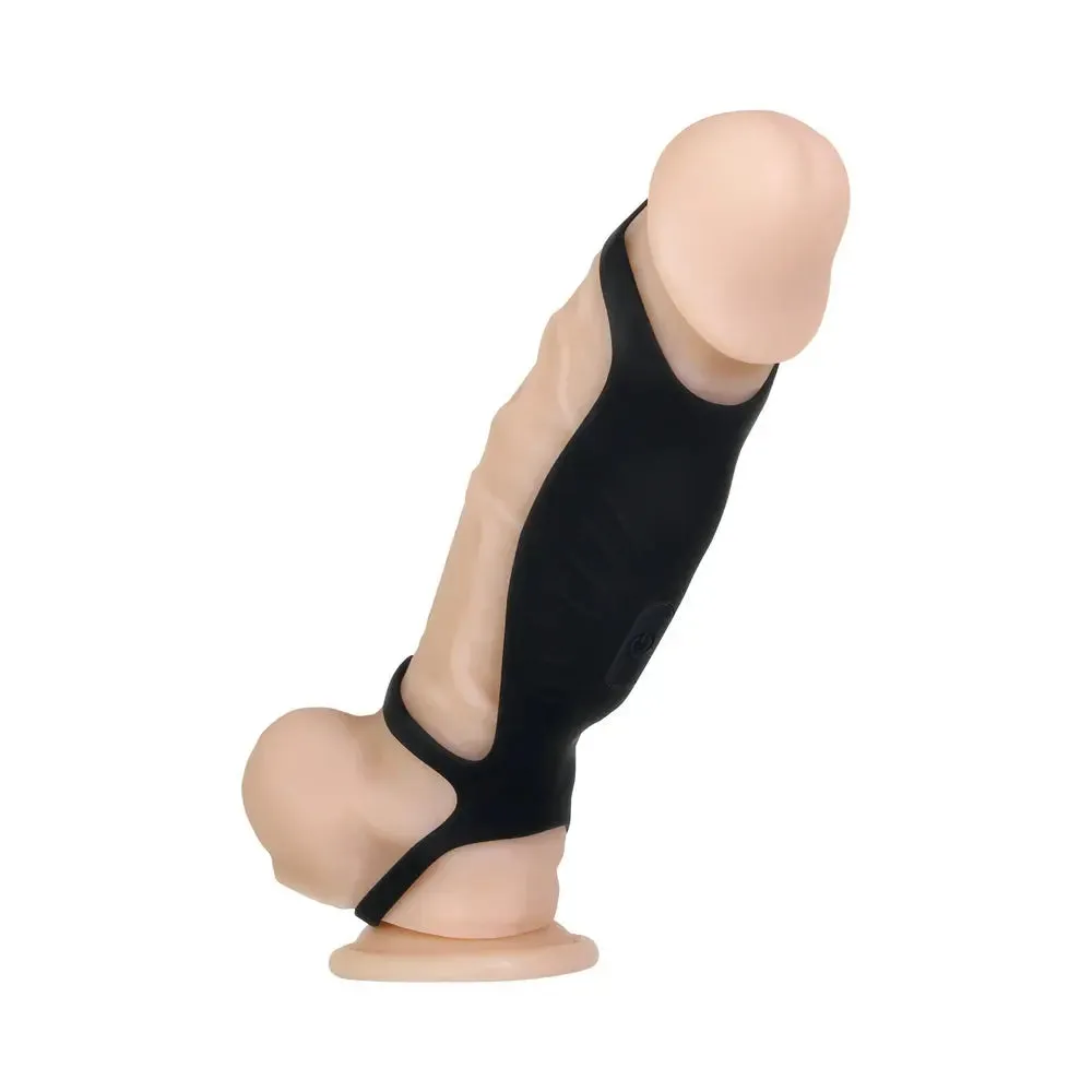 Body Safe Penis Sleeve Vibrating Silicone Penis Sheath Black