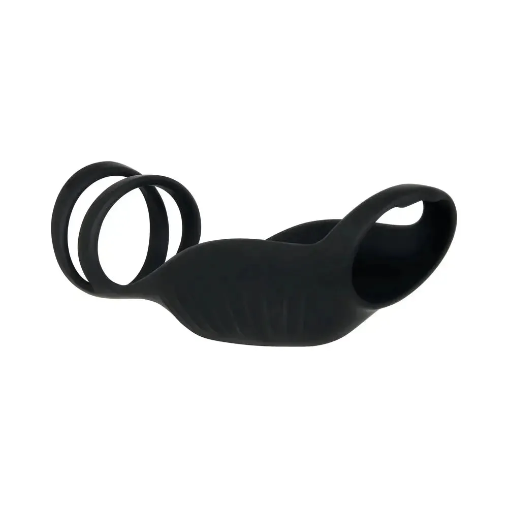 Body Safe Penis Sleeve Vibrating Silicone Penis Sheath Black