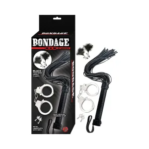 Bondage by Nasstoys Whip. Feather and Cuffs Black Bondage Kit