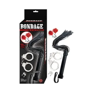 Bondage by Nasstoys Whip. Feather and Cuffs Red Bondage Kit