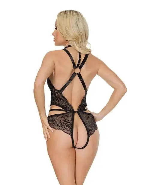 Bondage Lingerie Crotchless Teddy w/Removable Tassels - Black O/S Submissive Outfits