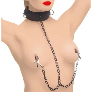 Collared Temptress Collar With Nipple Clamps