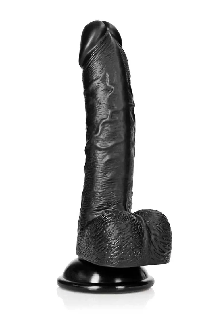 Curved Realistic Dildo Balls Suction Cup - 7''/ 18 Cm