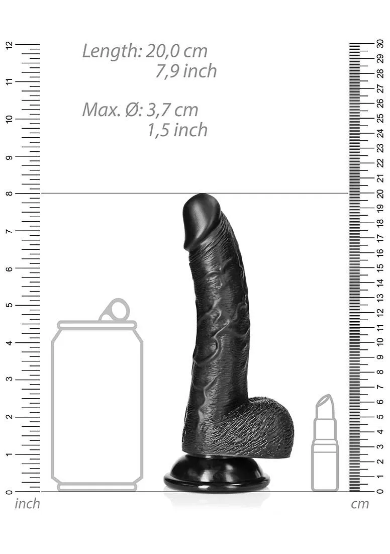 Curved Realistic Dildo Balls Suction Cup - 7''/ 18 Cm
