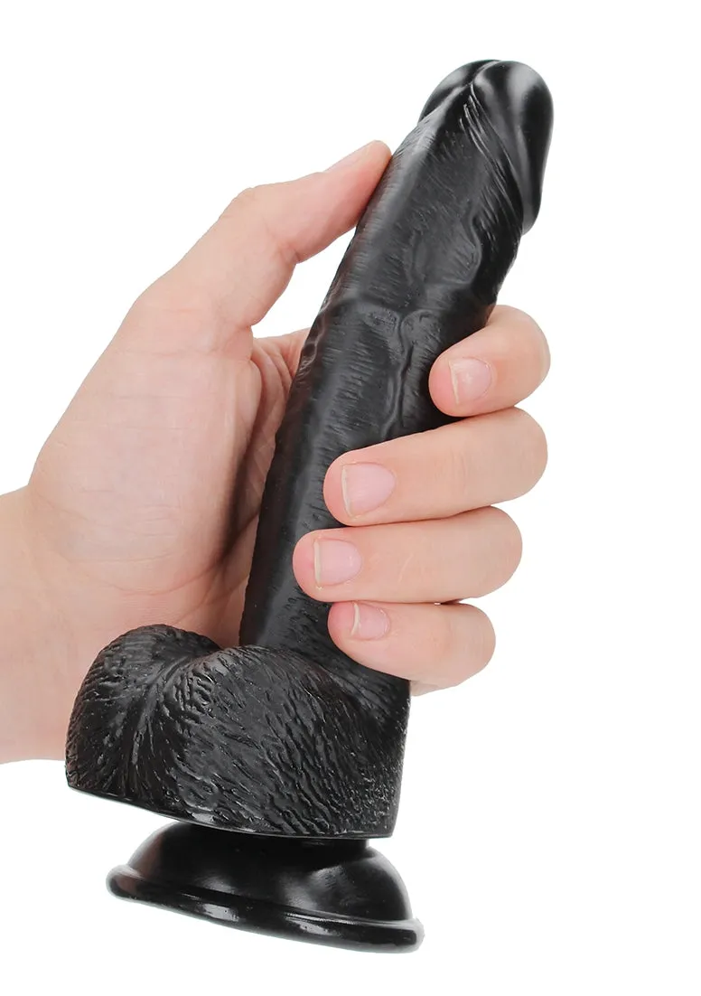 Curved Realistic Dildo Balls Suction Cup - 7''/ 18 Cm