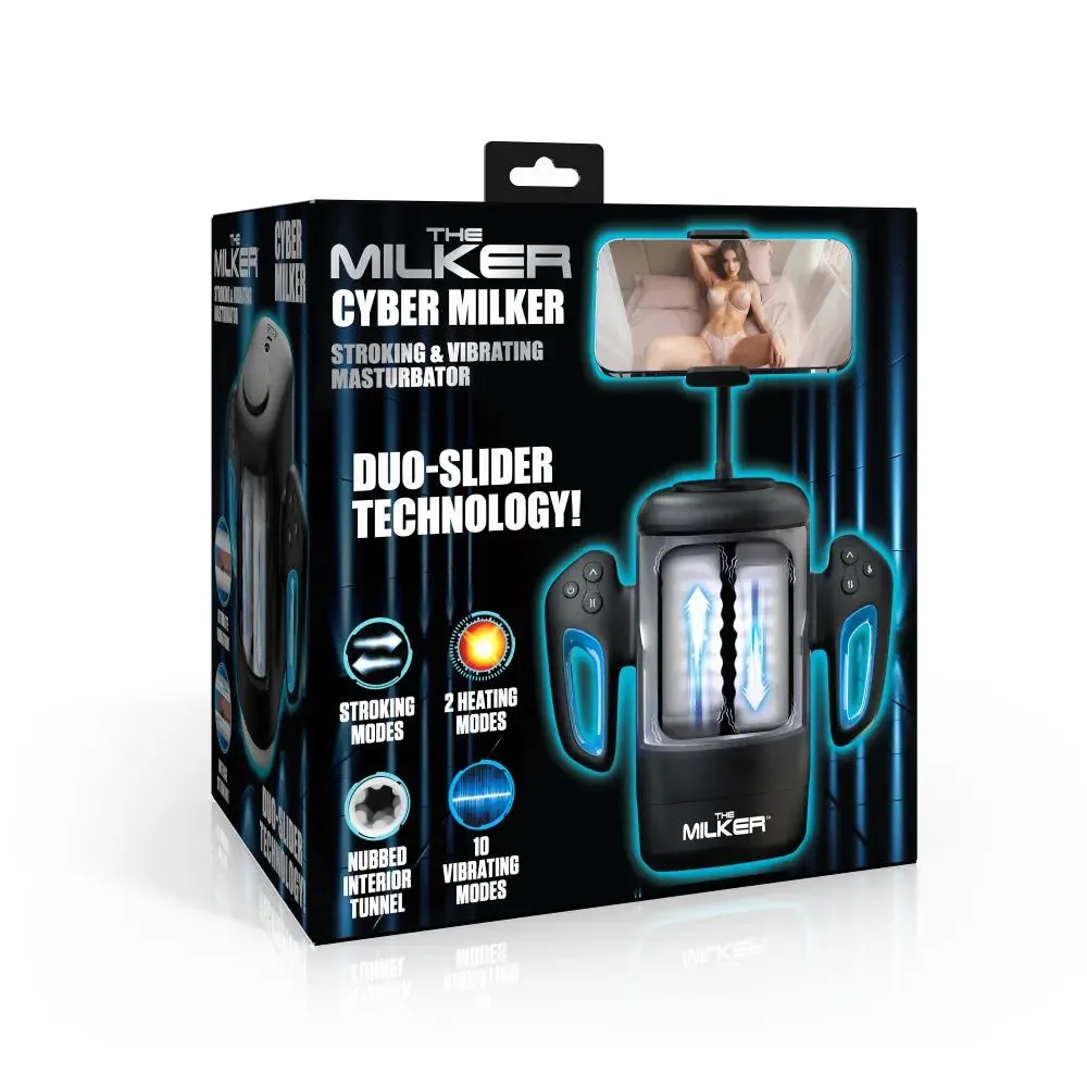 Cyber Milker Stroking and Vibrating Male Masturbator with Phone Mount