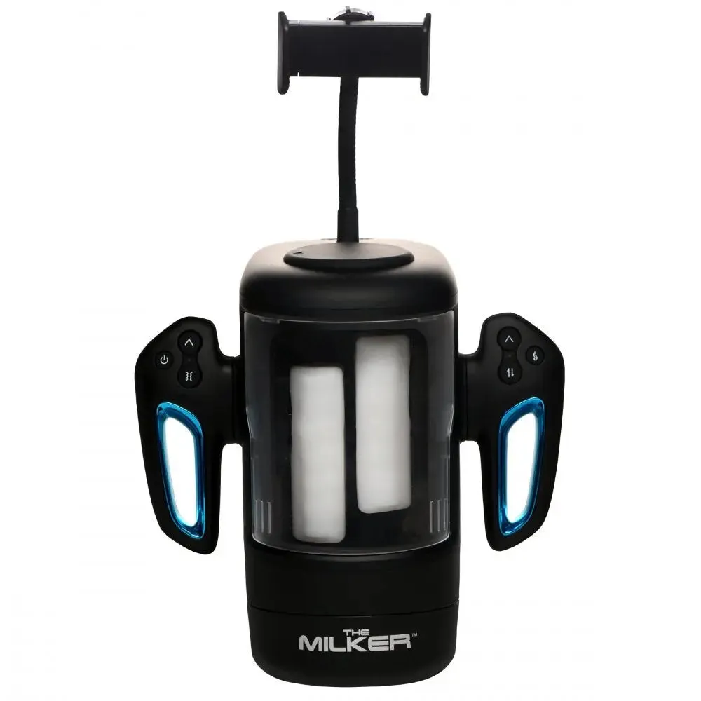 Cyber Milker Stroking and Vibrating Male Masturbator with Phone Mount