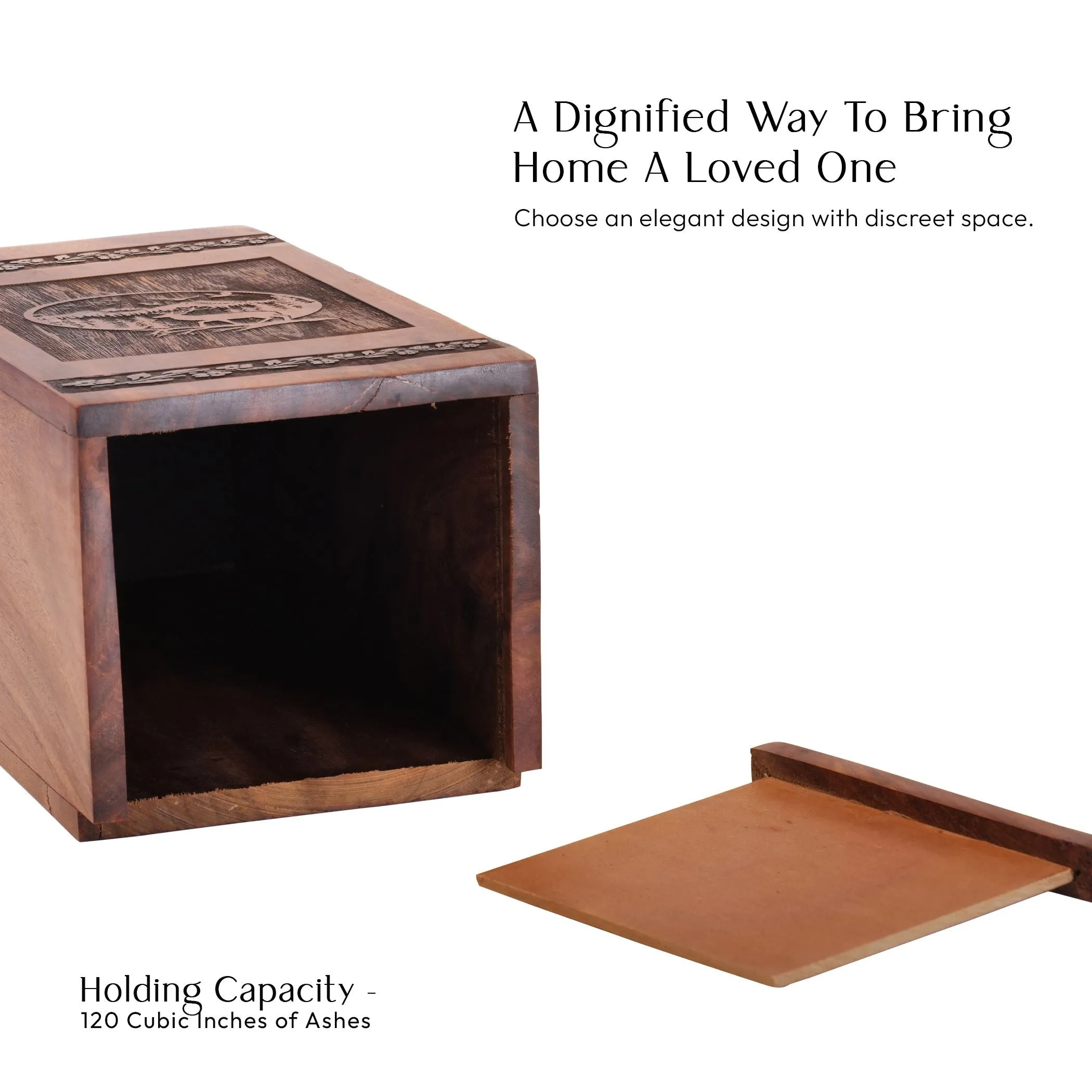 Deer Cremation Wooden Large Urn for Adult Female Ashes