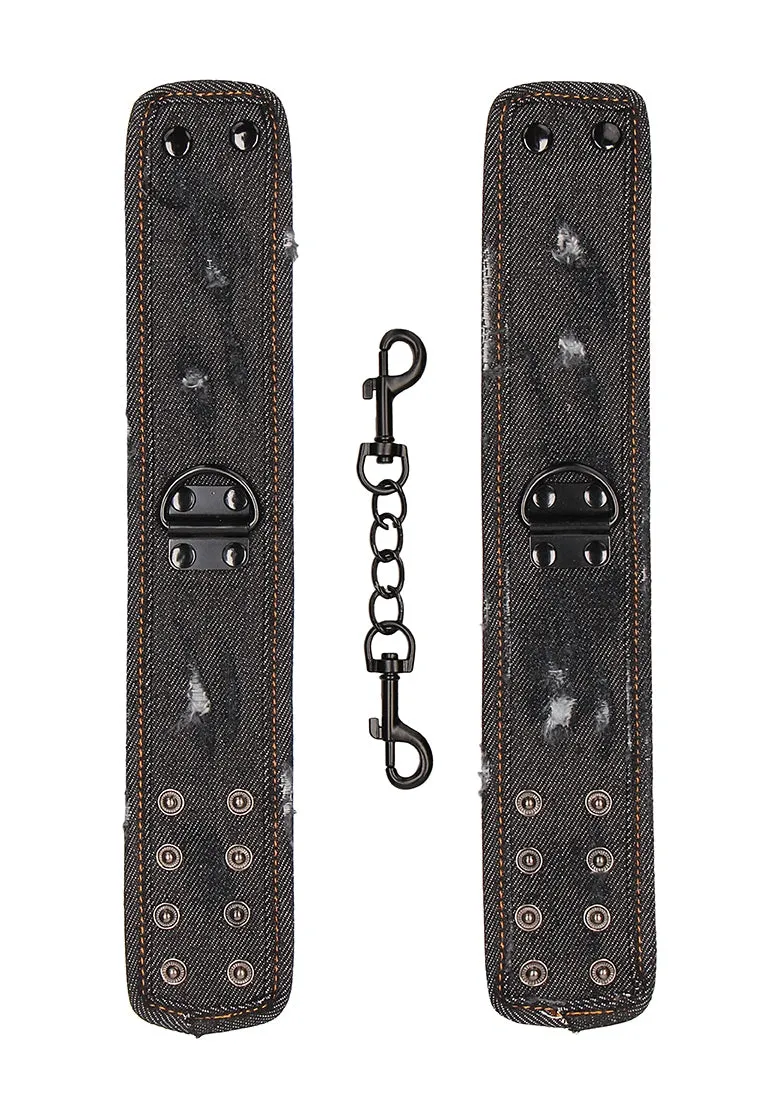 Denim Ankle Cuffs - Roughend Denim Style - Black