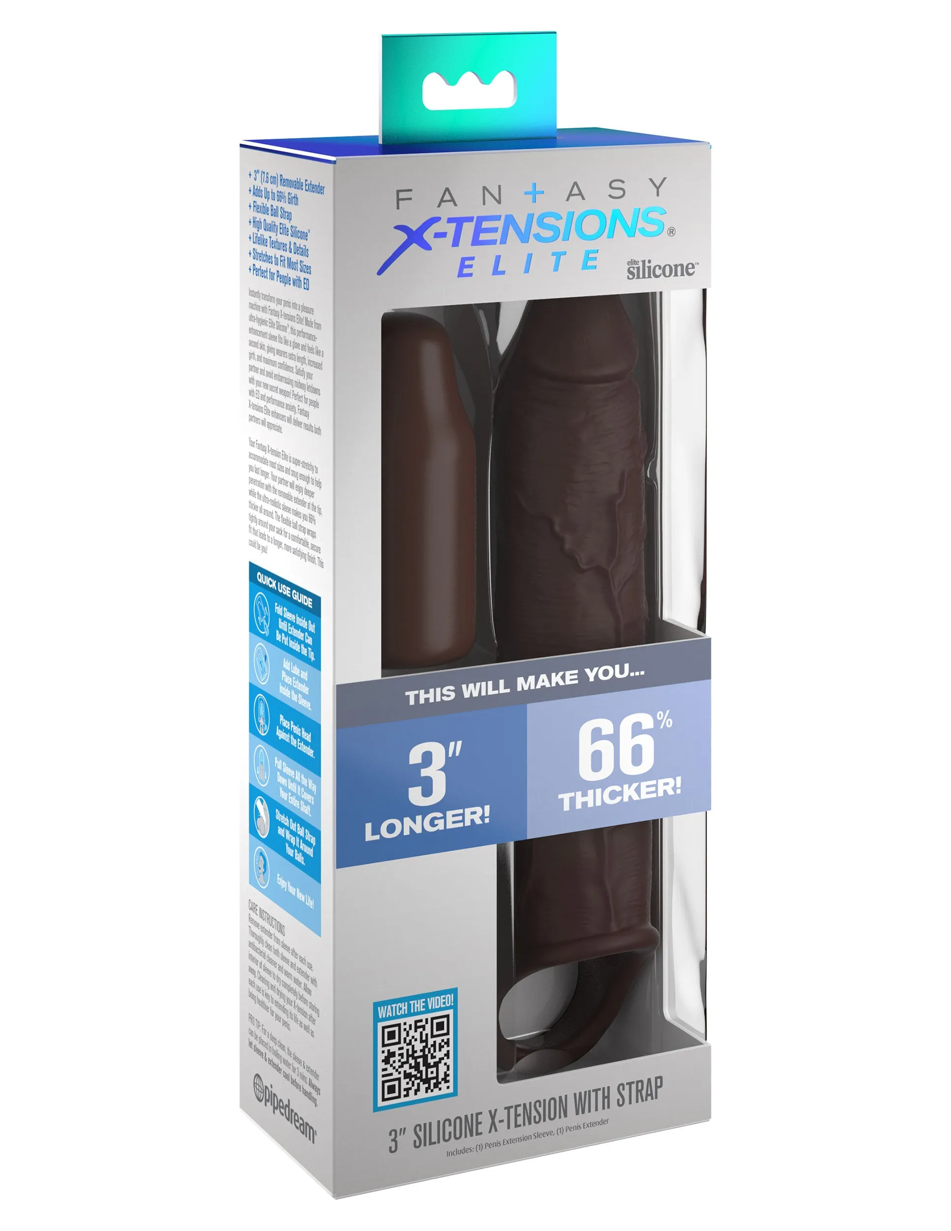 Fantasy X-tensions Elite - 3 Silicone X-tension with Strap - Brown