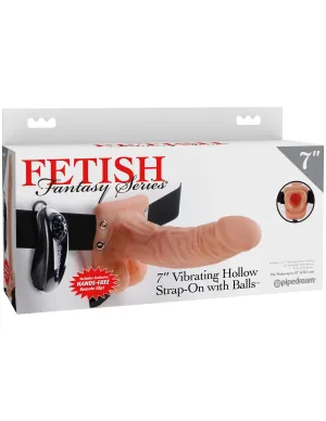 Fetish Fantasy Series - 7 Vibrating Hollow Strap-On with Balls