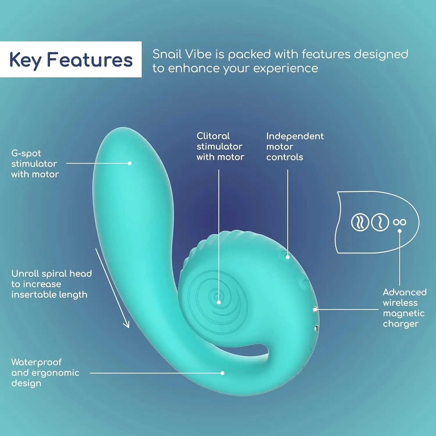 G-Spot Vibrator Snail Sex Toy - Snail Vibe SVibe Gizi Tiffany Blue