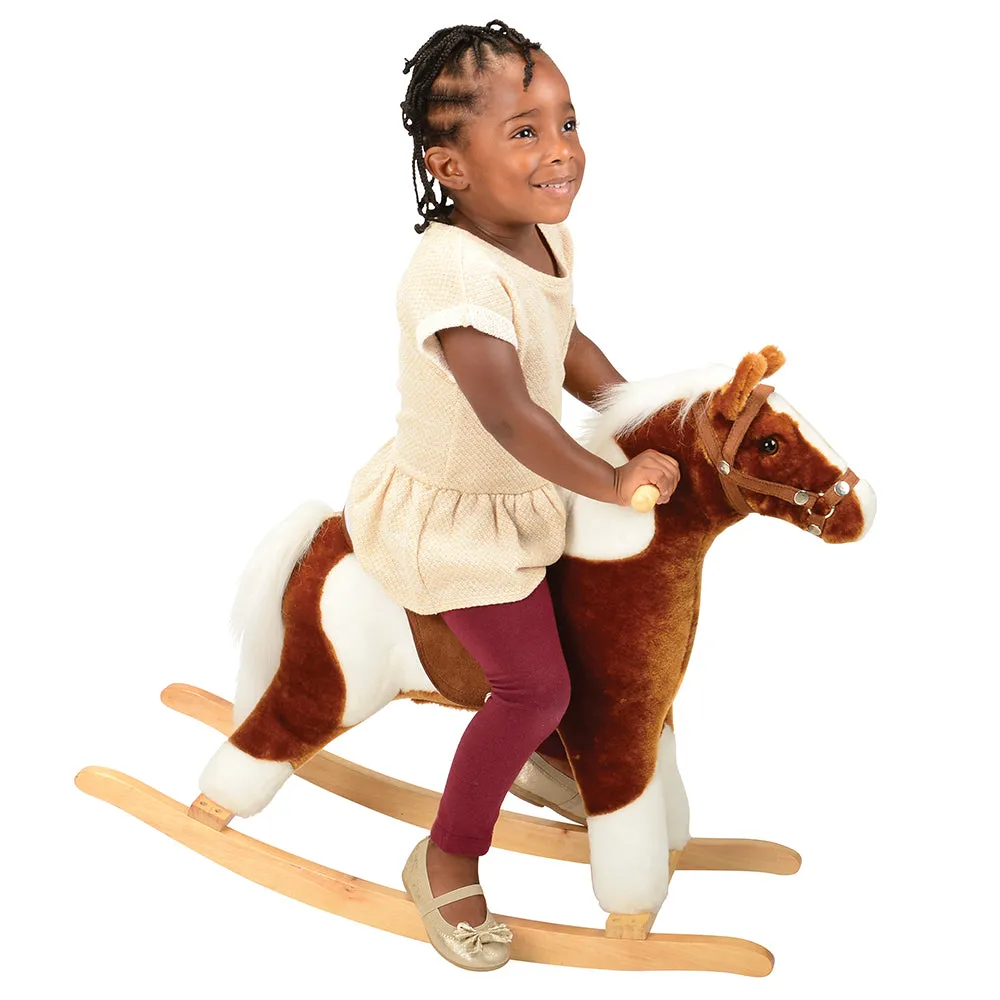 Interactive Plush Pinto Rocking Horse with Sound