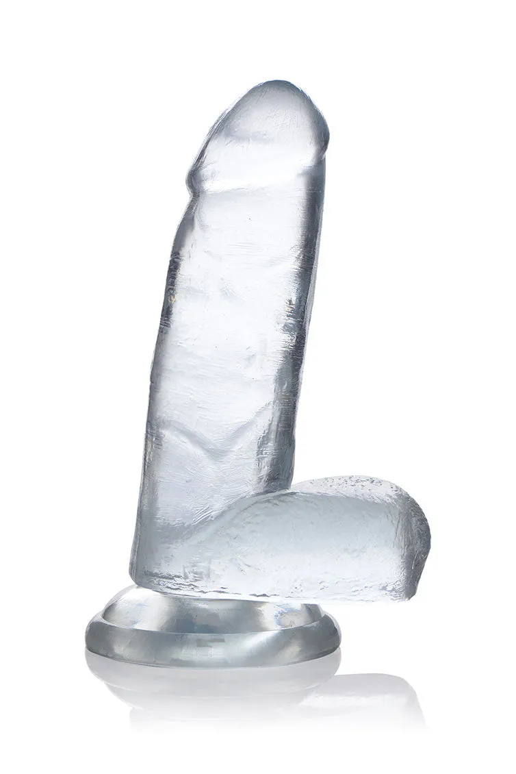 Jock C-thru 6 Clear Tpe Dong W/balls & Suction Cup