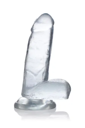 Jock C-thru 6 Clear Tpe Dong W/balls & Suction Cup