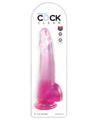 King Cock Clear 10 with Balls - Pink